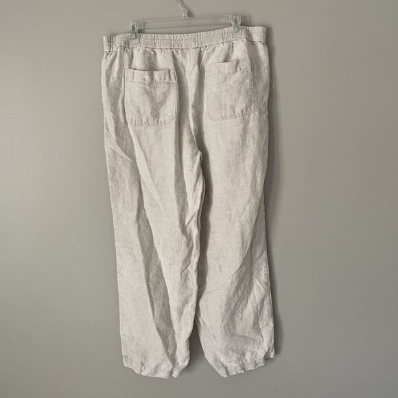 Talbots Size XL Ivory Wide Leg Drawstring 100% Linen Pants - Picture 3 of 6